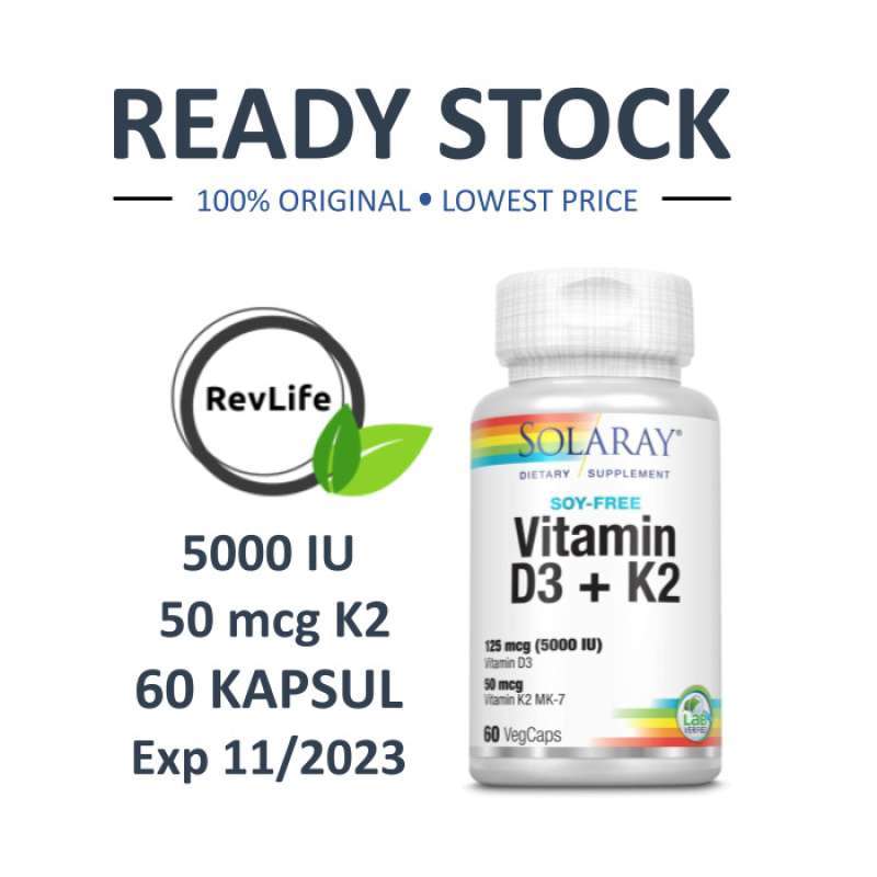 Promo SOLARAY VITAMIN D3 K2 D3 + K2 5000 IU 60 VEG CAPS Diskon 33 di