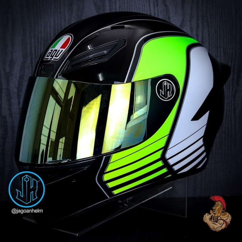 Jual AGV HELM K1 MULTI POWER + GUNMETAL WHITE GREEN + IRIDIUM VISOR Gunmetal White Green