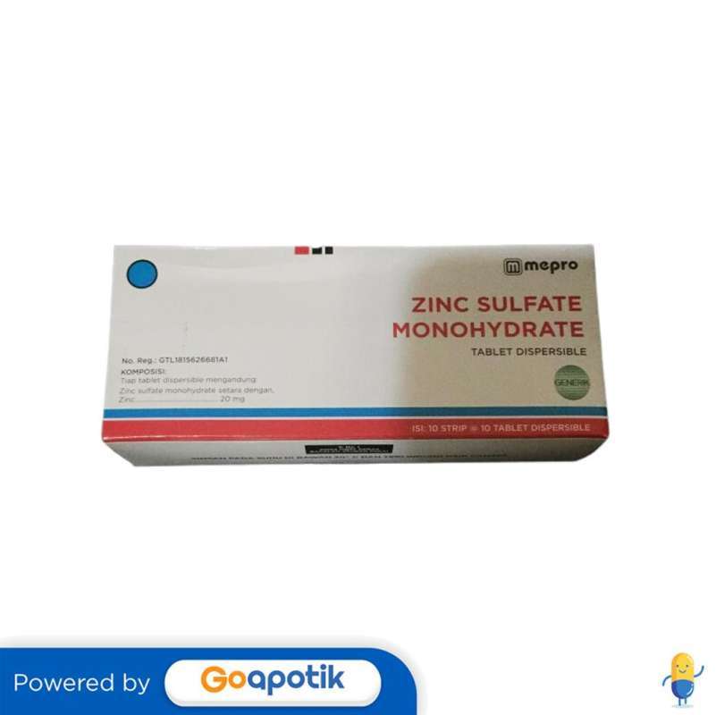 Jual ZINC SULFATE MONOHYDRATE MEPRO 20 MG BOX 100 TABLET di Seller