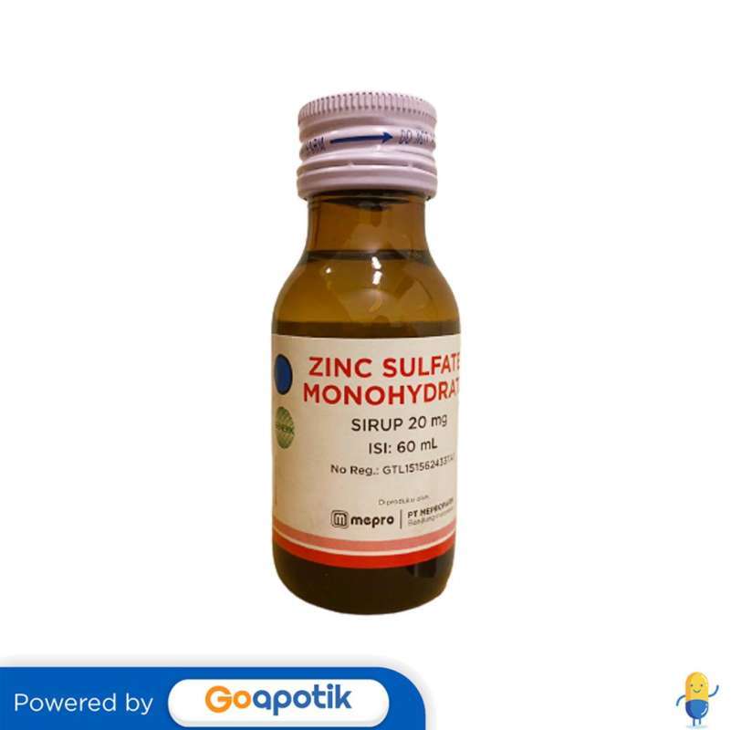 Jual ZINC SULFATE MONOHYDRATE MEPROFARM 20 MG/5 ML SYRUP 60 ML di