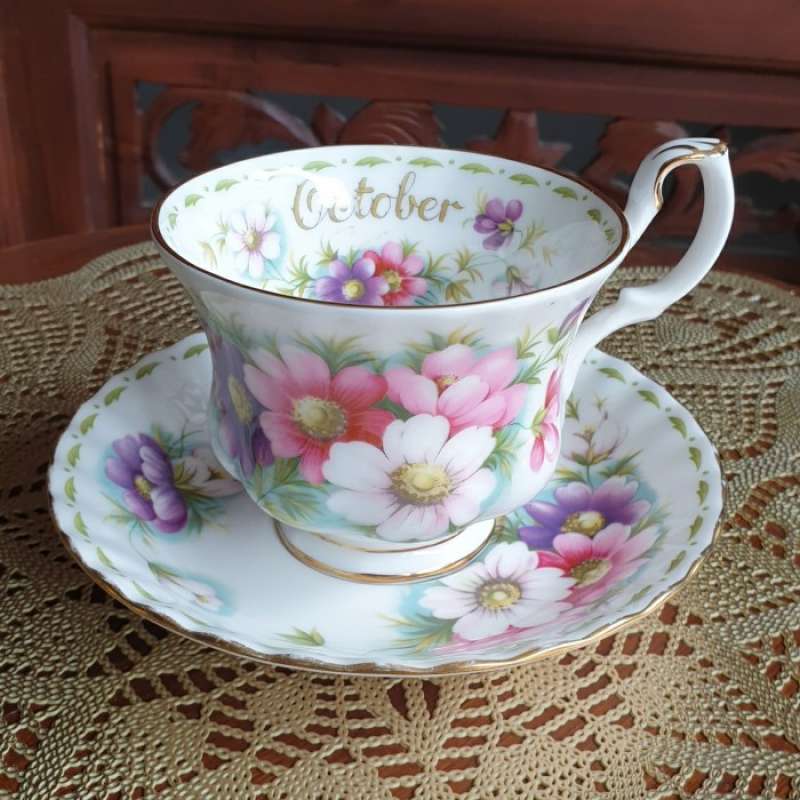 Jual Royal Albert Flowers Of The Month October Tea Cup Saucer di