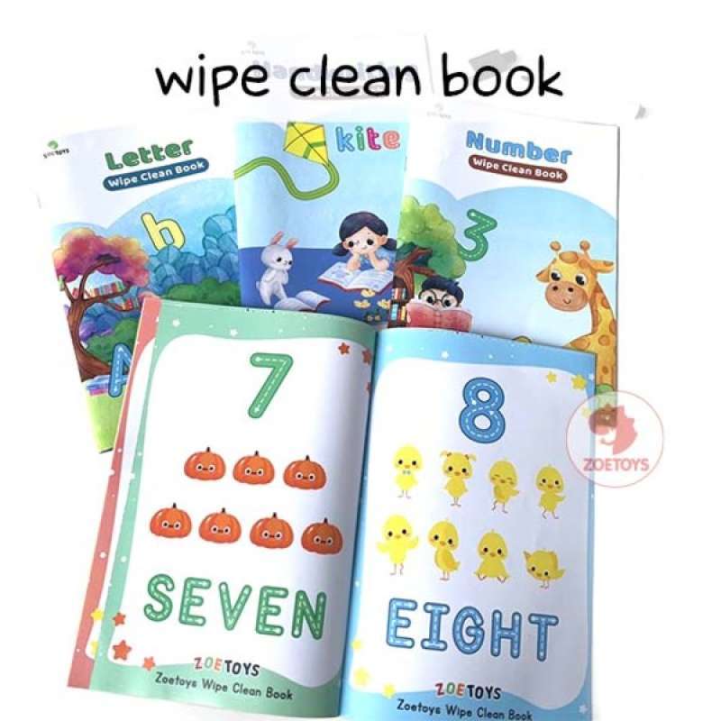 Jual Zoetoys Wipe Clean Book Alphabet Handwriting Number Reusable