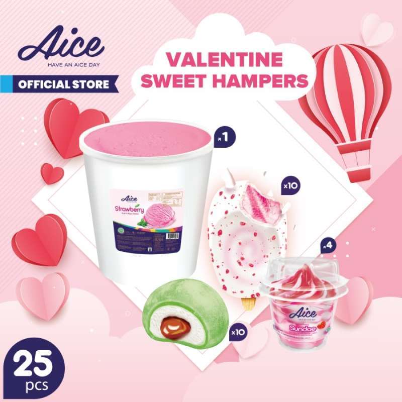 Promo Paket Aice Ice Cream Hampers Special Valentine Sweet Es Krim Isi 25Pcs Diskon 10 di