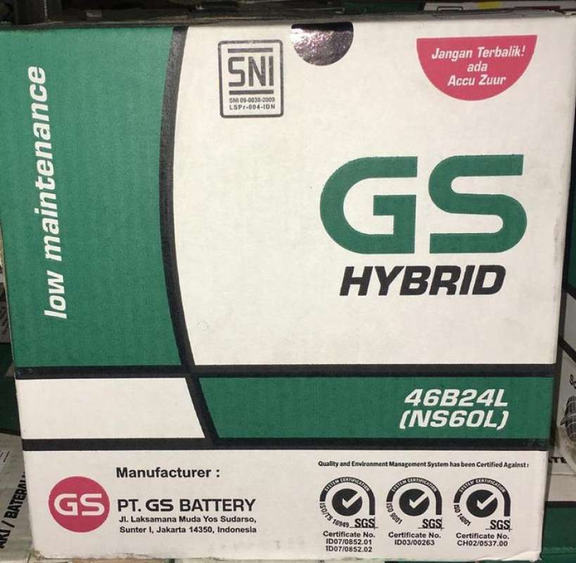 Jual SPECIAL AKI MOBIL GS HYBRID 46B24L NS60L 12V 45AH KHUSUS GOSEND