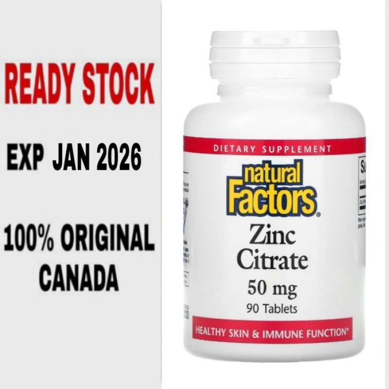 Promo ZINC CITRATE 50MG NATURAL FACTORS 90 TABLETS Diskon 33 di Seller