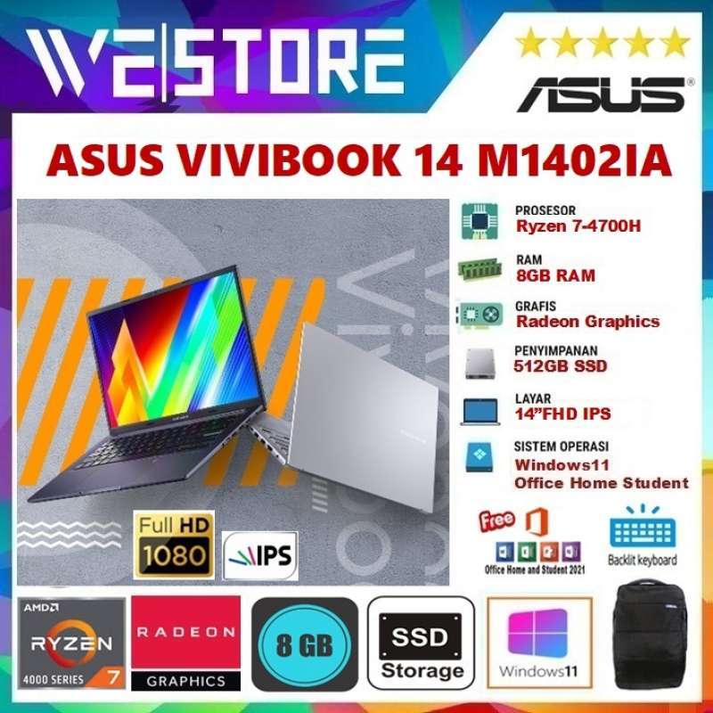 Promo Asus Vivobook 14 M1402ia - Ryzen 7-4800h 8gb 512gb Ssd 14fhd Ips ...