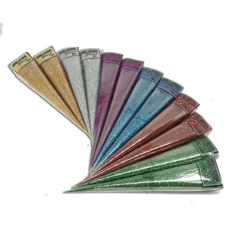Jual Bariq Glitter Warna Warni Henna Cone 1 Box isi 12 Cone Silver di