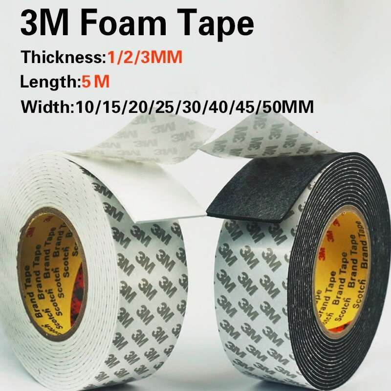 Jual Single Sided Foam Tape 3M 10mm X 2m X 5mm warna hitam. di Seller ...