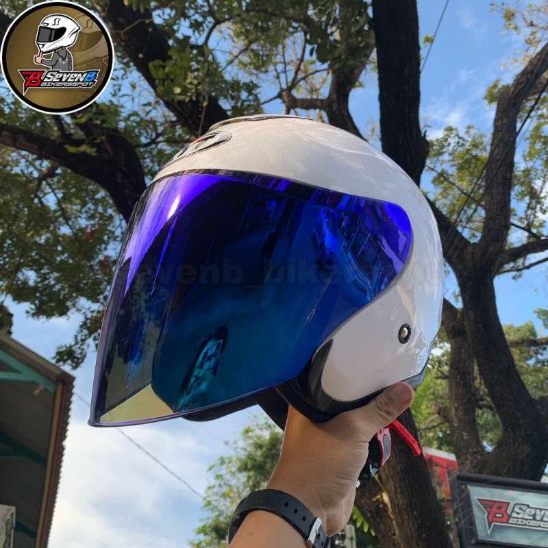 Jual HELM KYT KYOTO HALF FACE SOLID POLOS PUTIH WHITE GLOSSY PAKET