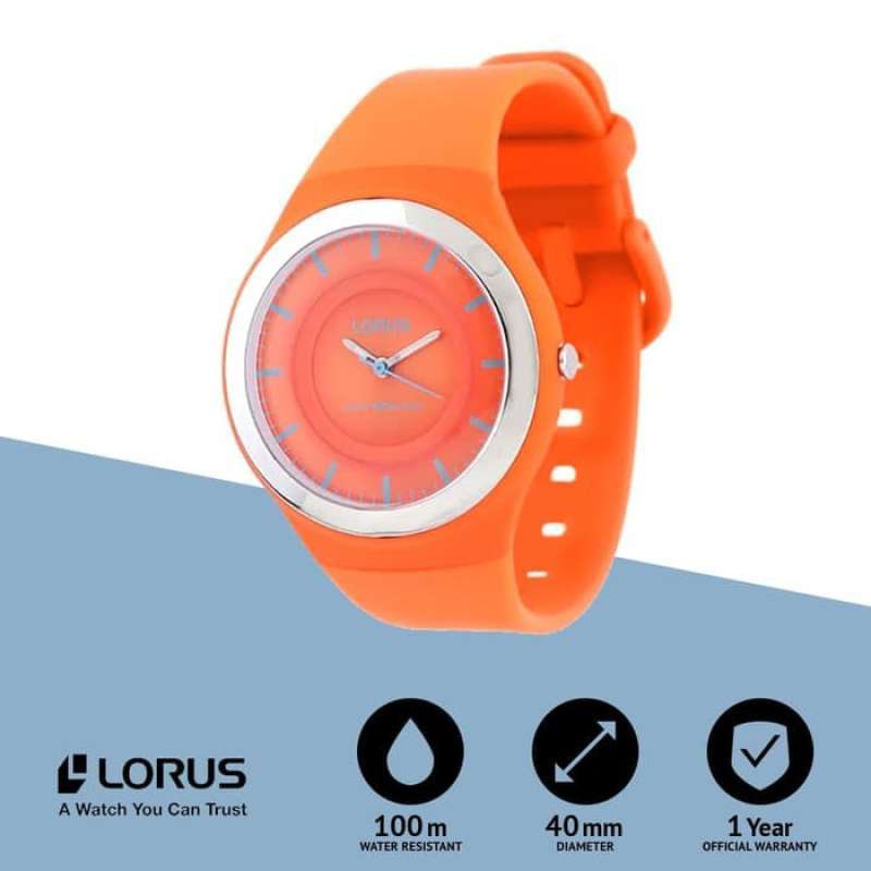 Promo Jam Tangan Lorus RRX45DX9 Analog Orange Dial Orange Rubber Strap