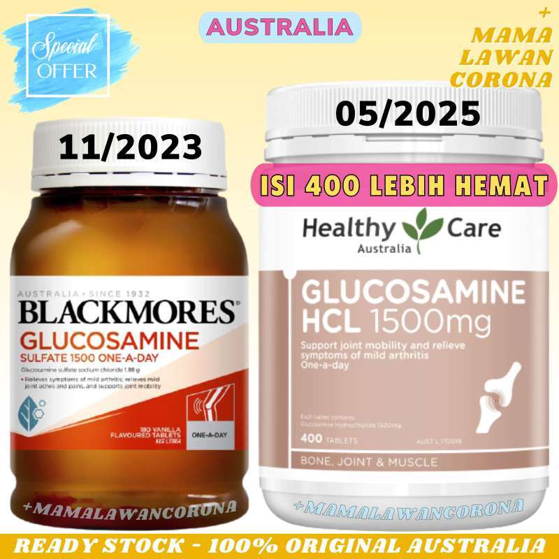 Jual Blackmores Glucosamine Sulfate 1500 mg 180 Capsules / Healthy Care Glucosamine HCL 1500mg
