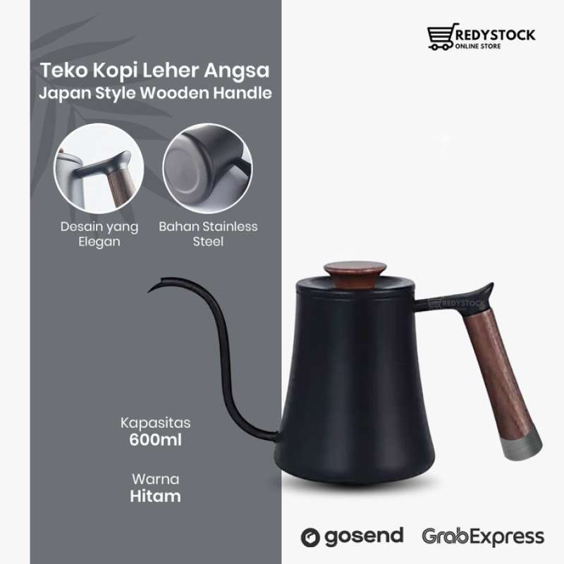 Jual Teko Kopi 600Ml Japanese Gooseneck Coffee Kettle Wood Handle Ly