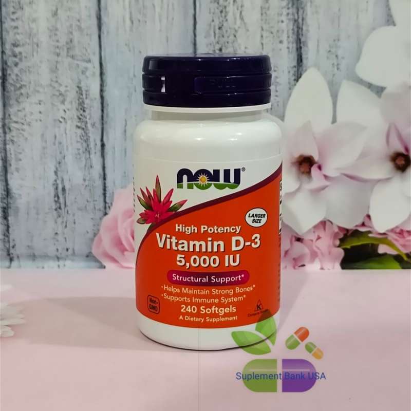 Jual (ORIGINAL) Now Vitamin D3 5000 IU 240 Softgels di Seller De Nature ...