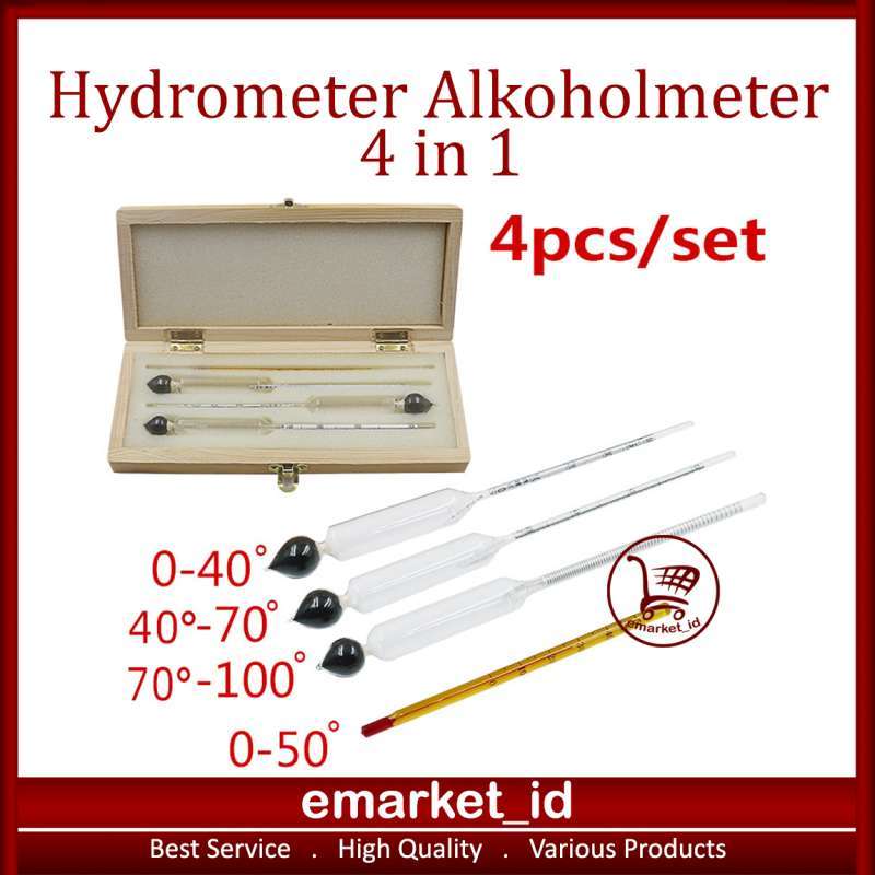 Jual Hydrometer Alkoholmeter 4 in 1 / Alcohol Meter Alat Uji Kadar Alkohol Tester di Seller