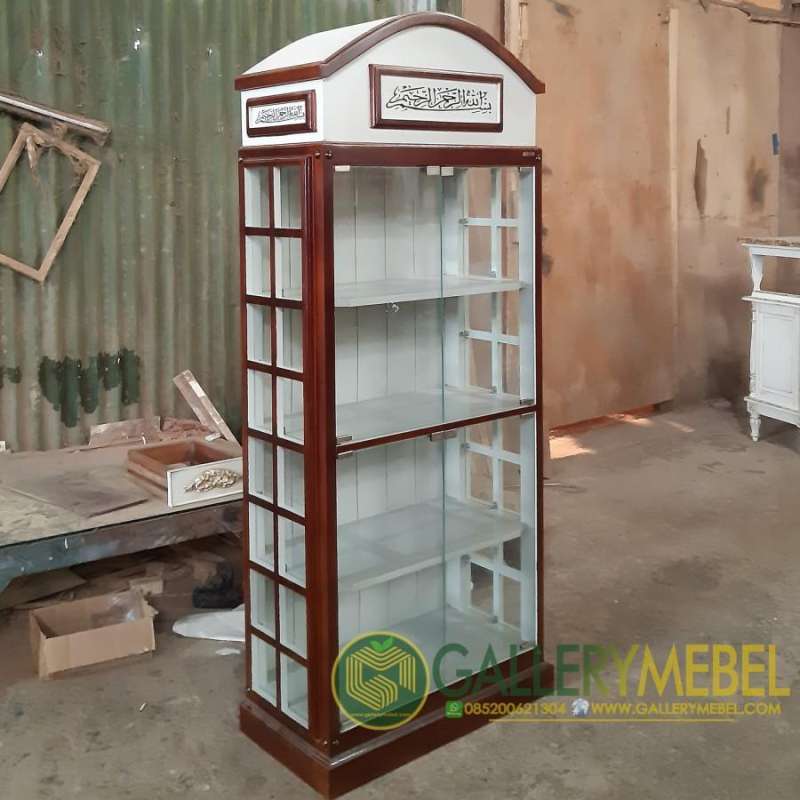 Jual Lemari Display Kaca / Almari Buku Masjid Musholla / Lemari Rak