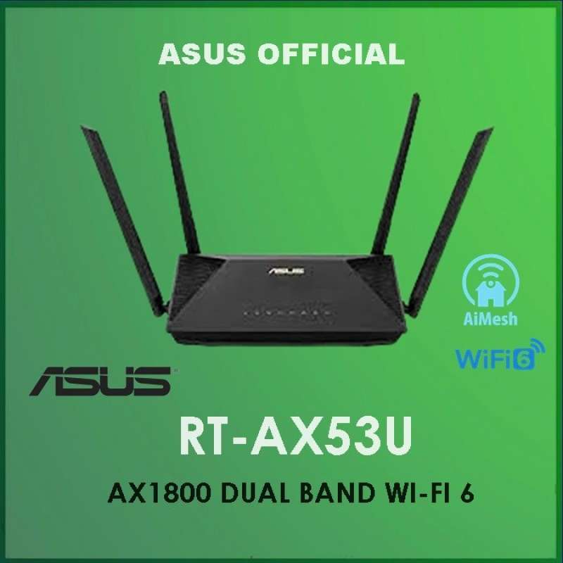 Promo Asus Rt-Ax53U Ax1800 Dual Band Wifi 6 Wireless Router Aimesh - Rt ...