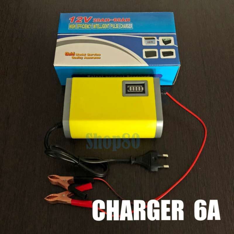 Jual Charger Accu 2A / 6A Alat Cas Aki 12V Otomatis Portable Motor