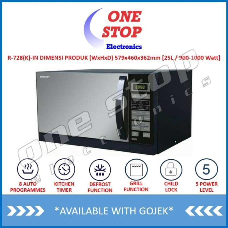 Promo SHARP R728(K)IN Compact Grill Microwave Oven 25 L (Black