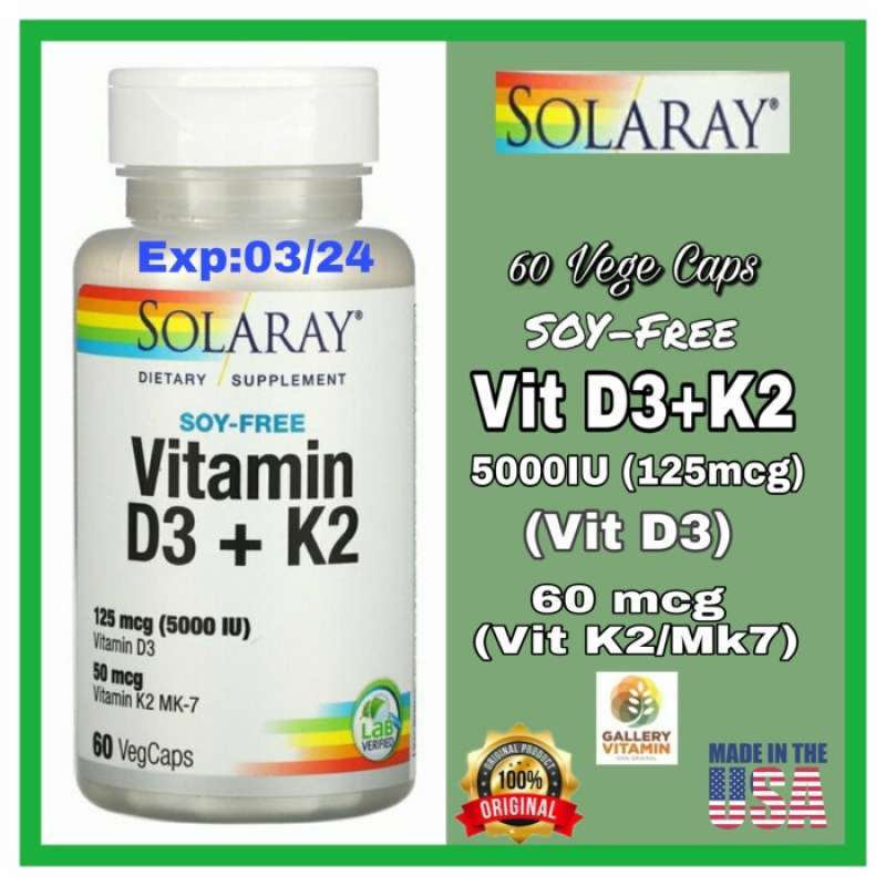 Promo Promo Of The Year Vitamin D3+K2 Solaray SoyFree 60 Vegcaps Ori