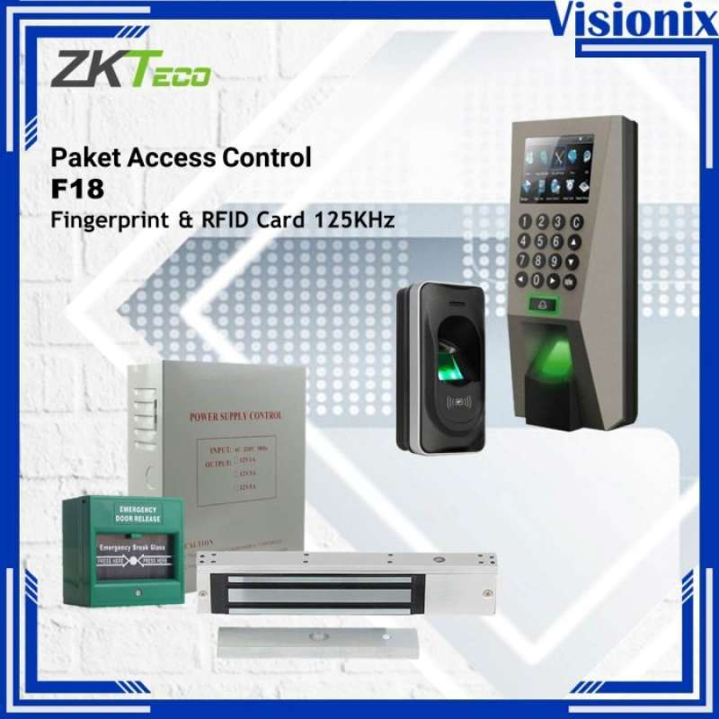 Jual Paket Access Control ZKTeco F18 Fingerprint RFID (In Out Reader ...