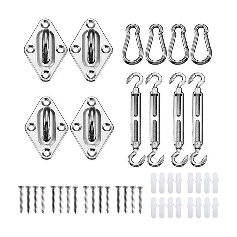 Promo Shade Sail Fixing Garden Patio Sunscreen Awning Canopy Stainless Fitting Kit M6 Argent