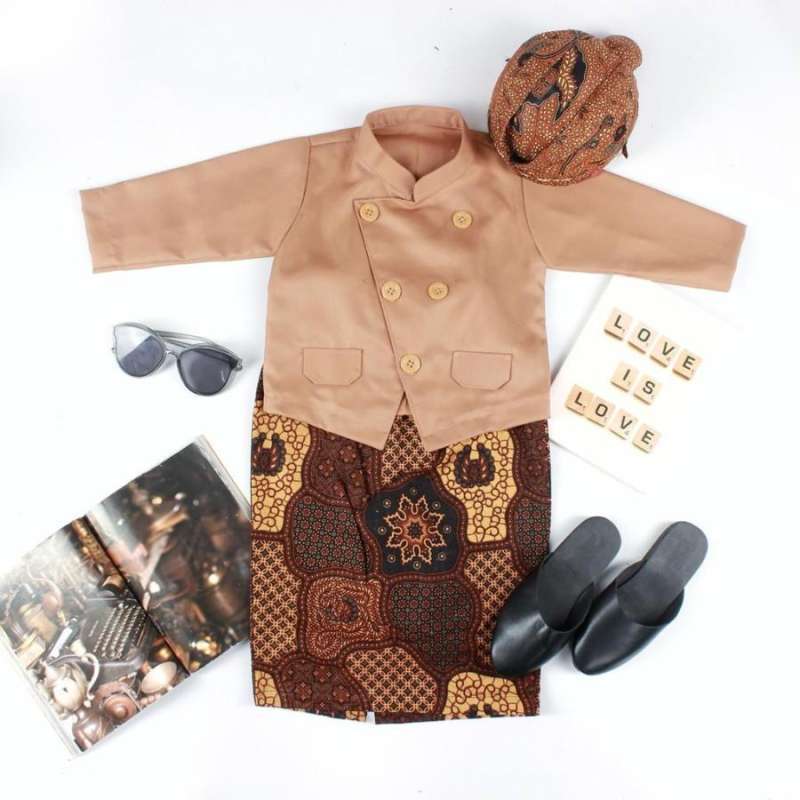 Jual BESKAP ANAK BAJU ANAK ADAT JAWA WARNA COKLAT TUA - 3-5th di Seller
