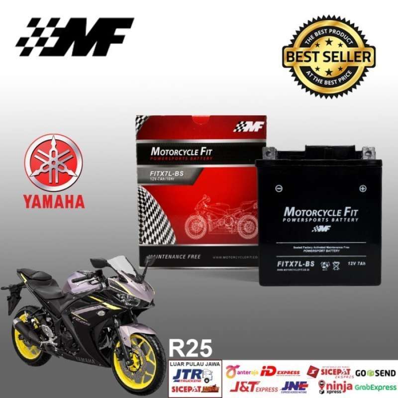 Jual Aki motor yamaha r25 FITX7LBS aki kering motorcycle fit YTX7LBS di