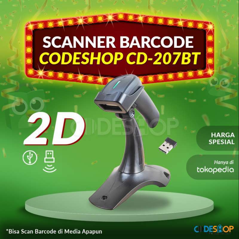 Jual Scanner Barcode CD207BT Wireless ( 1D & 2D ) QR Code