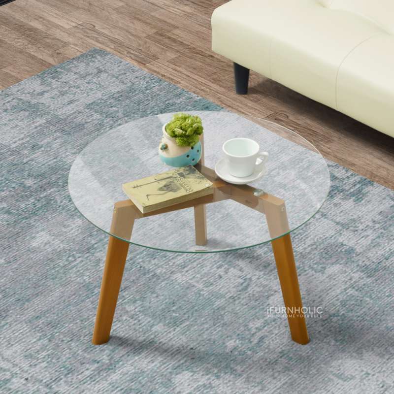 Round Table Kaca Promo IFURNHOLIC Orin Glasstop Round Coffe Table | meja kaca ruang tamu ...