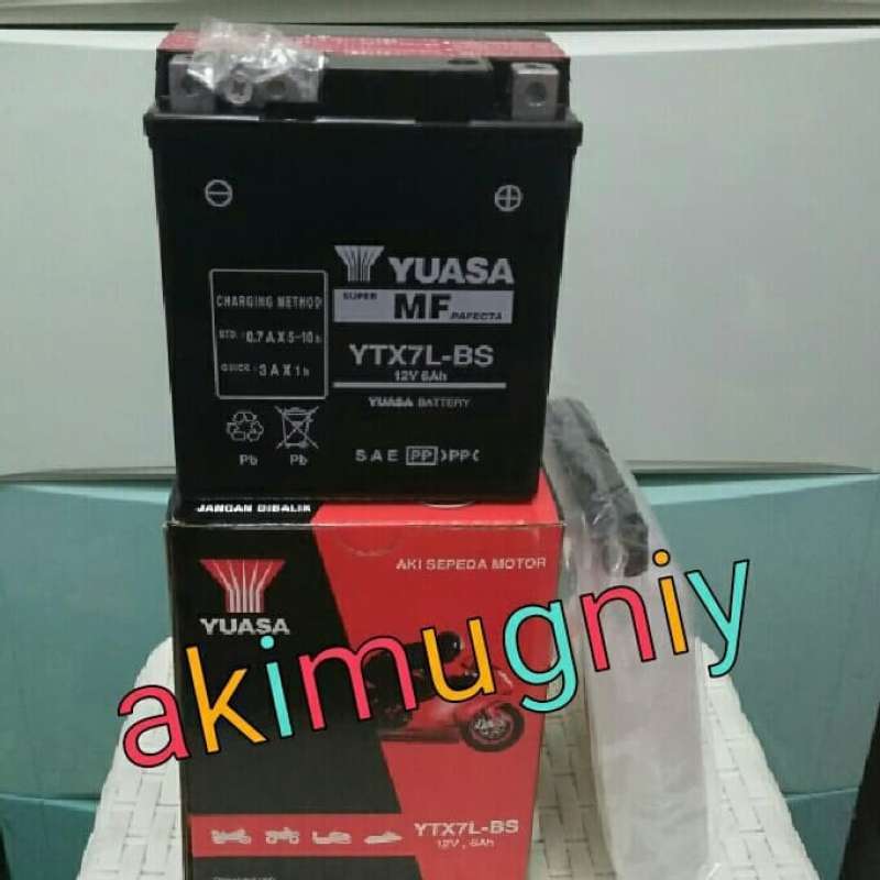 Jual aki ytx7l-bs yuasa 12v 6ah mf cbr 250 vespa 150 klx 150 dtracker