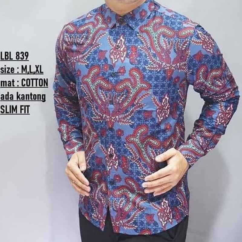 Jual BAJU KEMEJA KERJA KONDANGAN BATIK SLIMFIT LBL 839 Online April