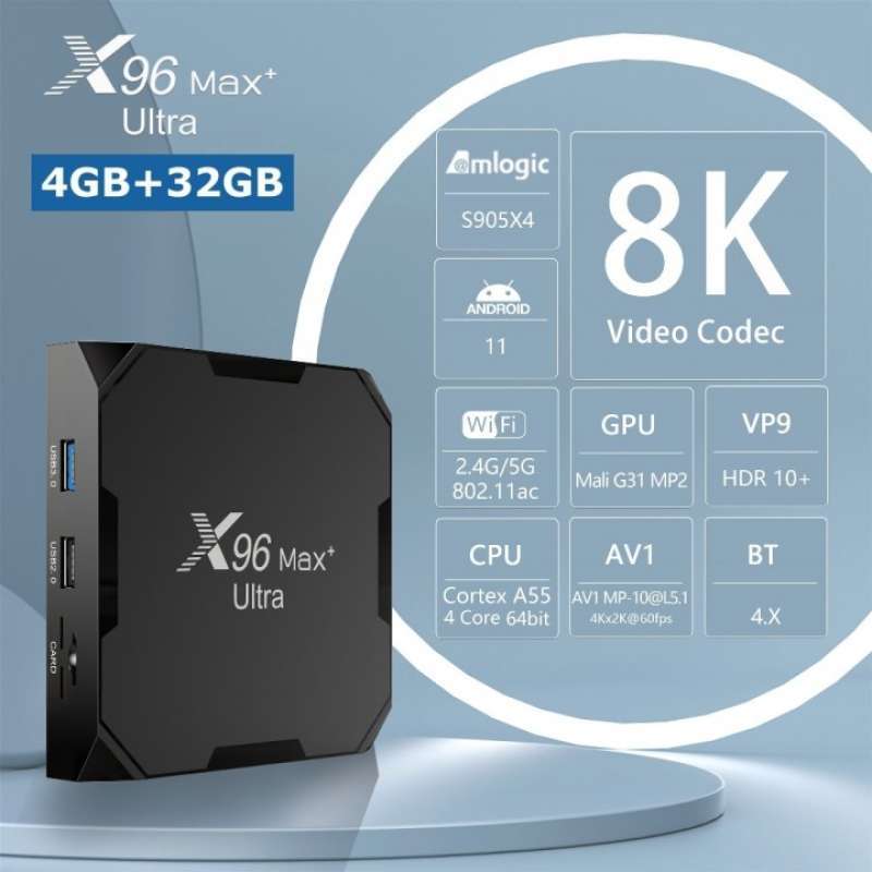 Promo X96 MAX PLUS ULTRA - Android OS Smart TV Box 8K UHD - RAM 4GB ROM ...
