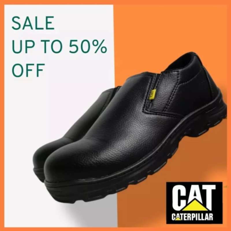 Promo sepatu safety ujung besi slip on, safety tanpa tali Diskon 23% di