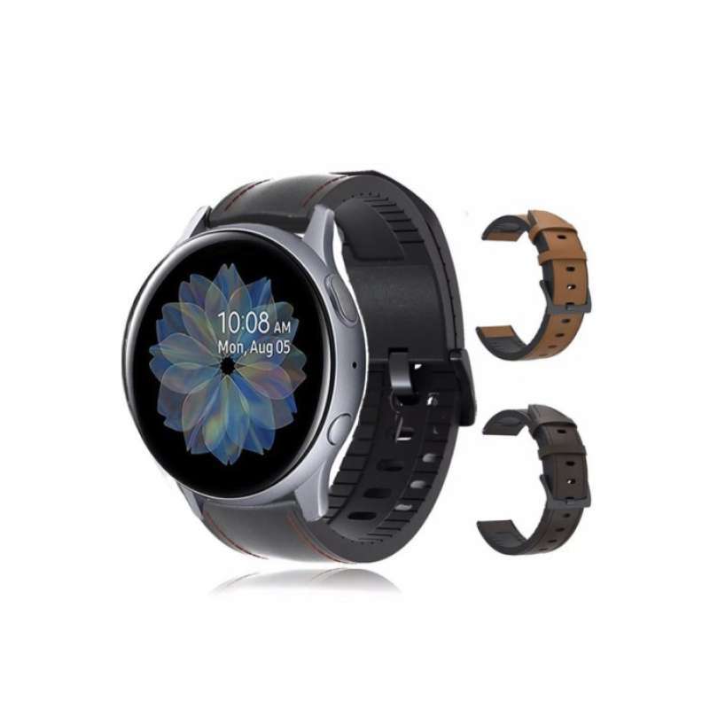 Promo STRAP TALI JAM KULIT LEATHER RUBBER BAND GALAXY WATCH ACTIVE 2