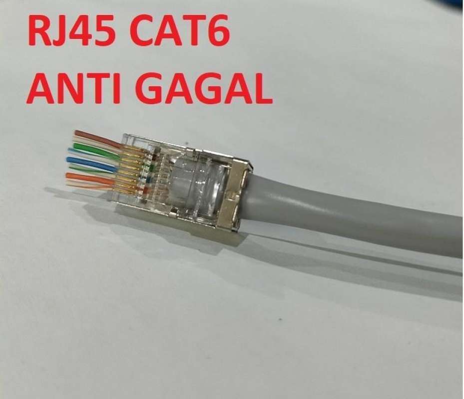 Jual Konector Rj45 Cat6 Anti Gagal - Konektor Cat6 Rj 45 Passthru Isi ...