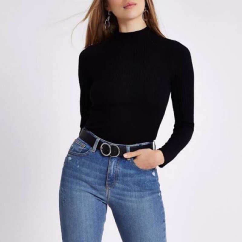Baju Kaos Leher Tinggi Wanita / Harga Atasan Kaos Polo ...