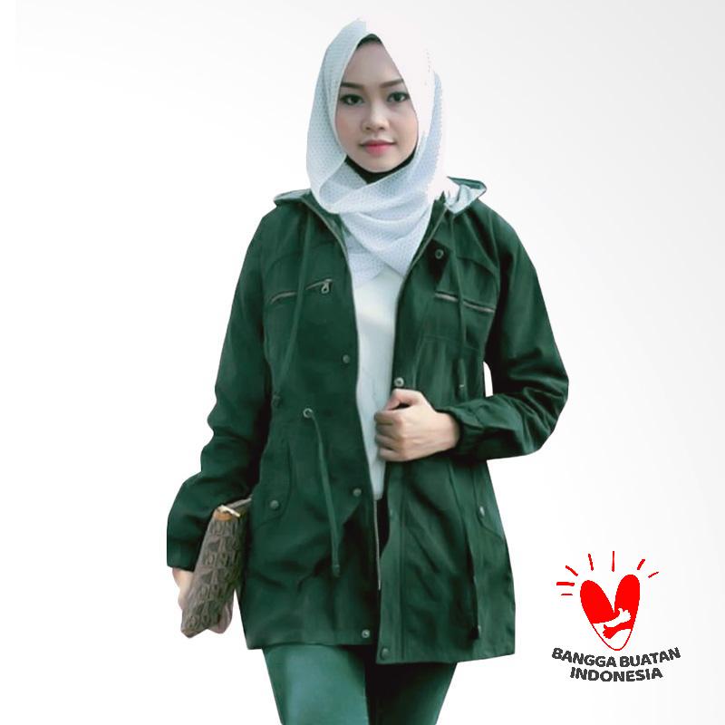 Jual Fashion Jaket  Parka Wanita  Topi Lepas Hijau Army  