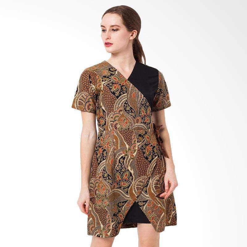 Jual Asana Flower Waves Woman Dress Brown Batik Wanita