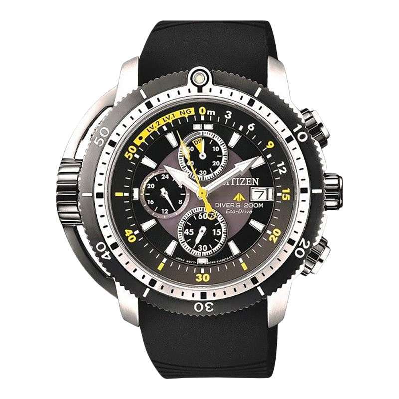 Jual Citizen Eco-Drive Promaster BJ2127-16E Aqualand Chronograph Black ...