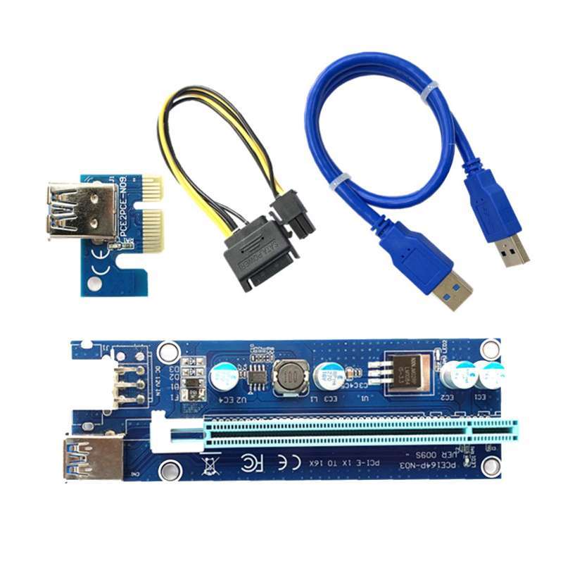 MintCell V009S 6-Pin PCI-E Riser Cables (6-Pack) – 60cm, 1x To 16x, For GPU Mining Rigs
