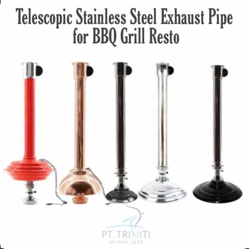 Jual Stainless Steel NonFlex Telescopic Exhaust Pipe For Bbq Grill Smoke Kode 367 Hood Dia