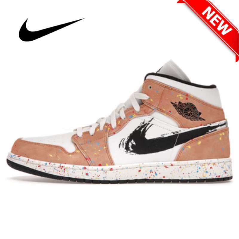 Jual Nike Air Jordan 1 Mid Brushstroke Paint Splatter Original Quality