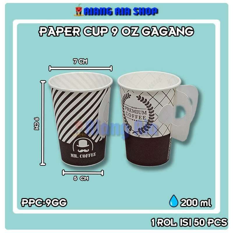 Jual PAPER CUP GAGANG @50 PCS GELAS KERTAS SEKALI PAKAI CUPS COFFEE TEA ...