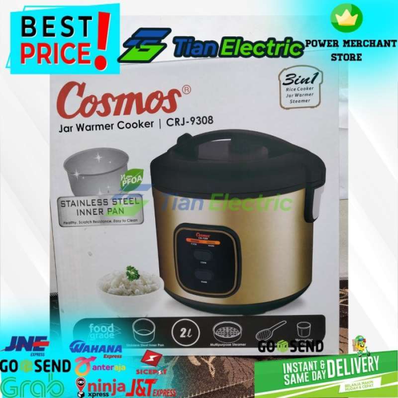 Jual COSMOS CRJ9308 / Rice Cooker 2 Liter Stainless Steel di