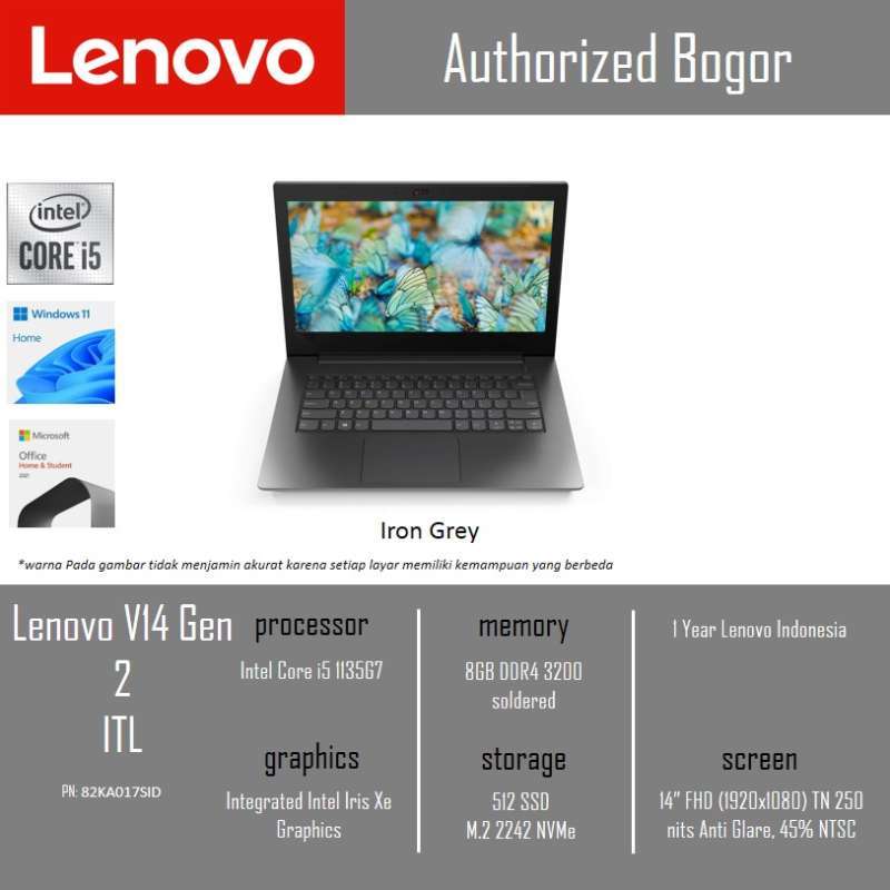 Jual Lenovo V14 82ka017sid Intel Core I51135g7, 8gb Soldered Ddr4