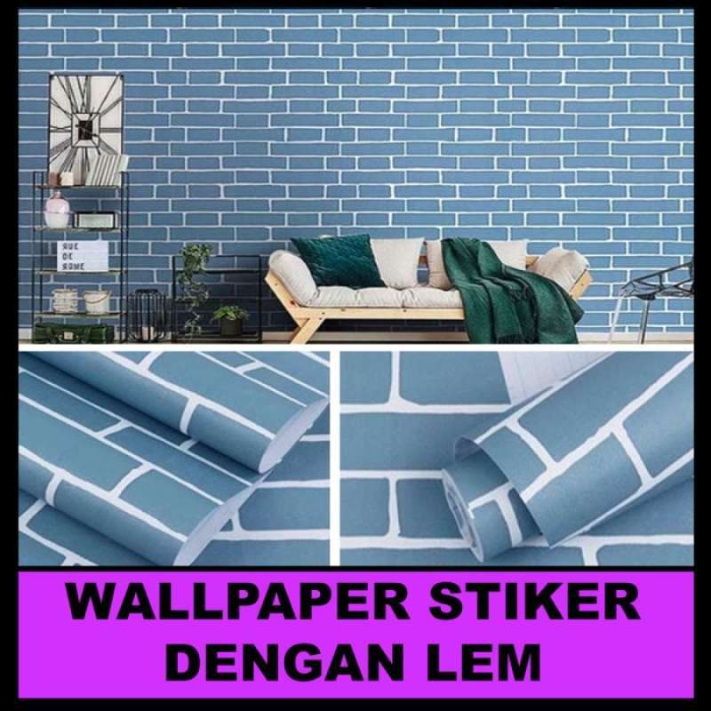 Jual Wallpaper Stiker Dinding 45cm X 10M BATA LIST BIRU di Seller