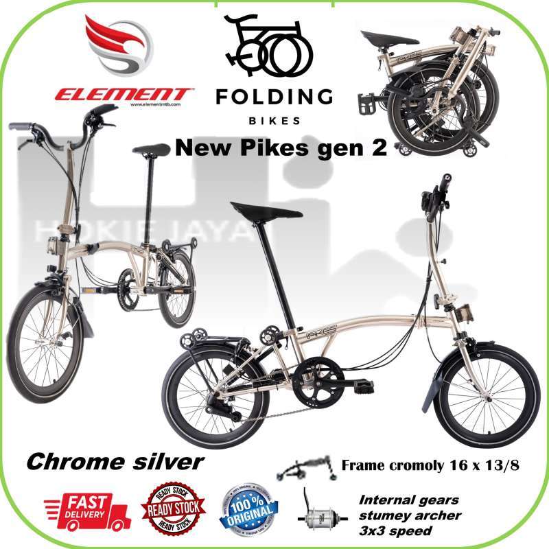 Promo Element Sepeda Lipat Folding Bike Pikes NEW Gen 2 CHROME SILVER