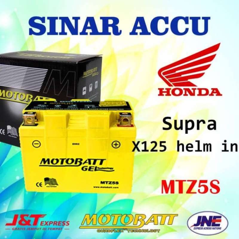 Jual Aki Motor Honda Supra x 125 helm in Motobatt MTZ5S aki kering di