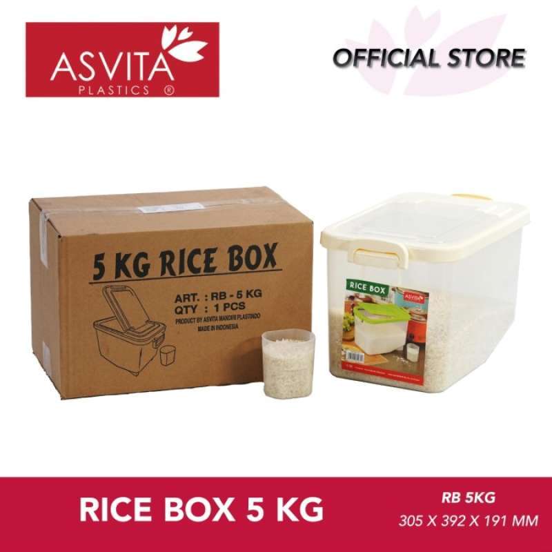 Jual Rice Box 5 KG RB5 Tempat Beras Mini Kotak Penyimpanan Plastik ...