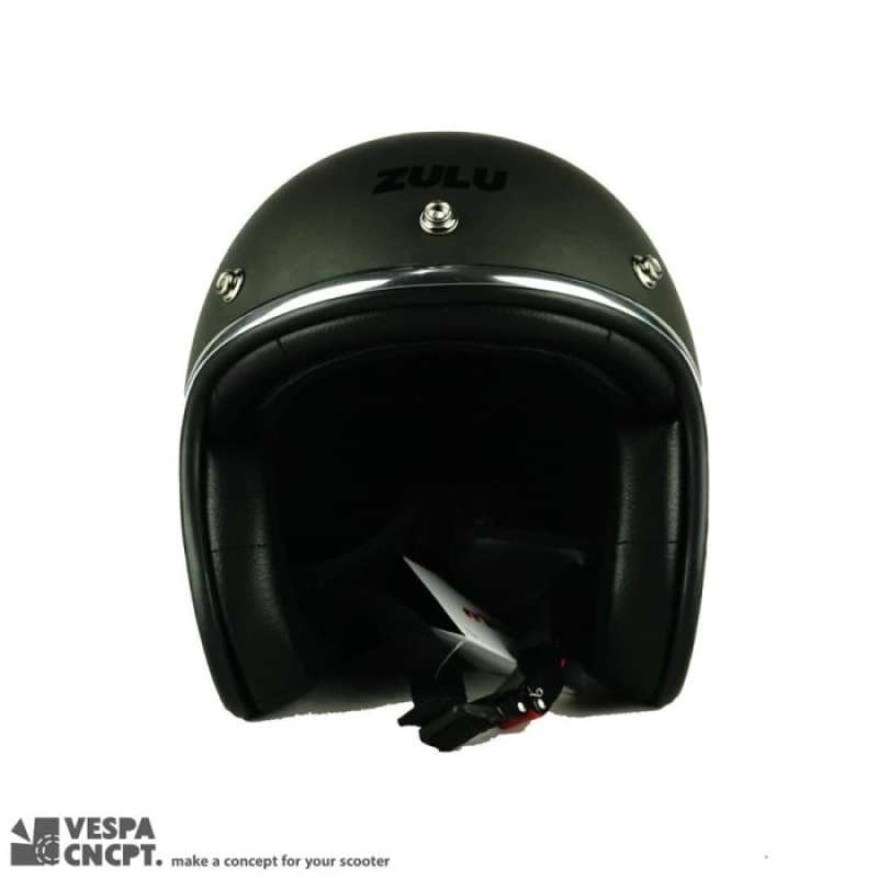 Promo Zulu Osiris Helmet Helm Gunmetal Chrome Retro Half Face Vespa